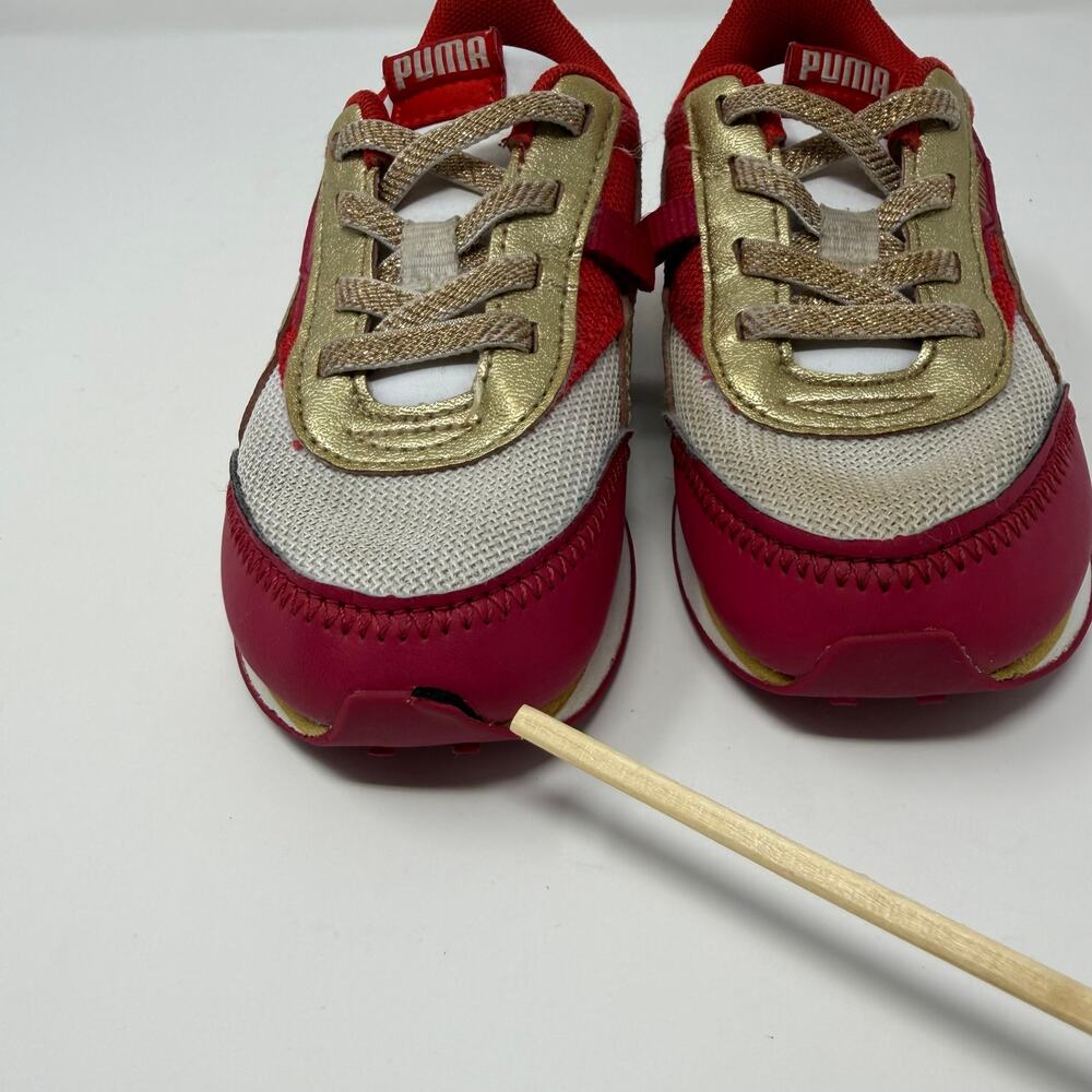 PUMA Ad Flyn Kids Red Gold Sneakers Size 10C - Picture 7 of 8